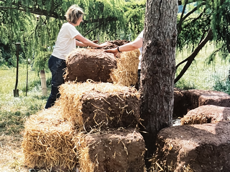 Crafts Council, straw bale seating for University of Buckinghamshire